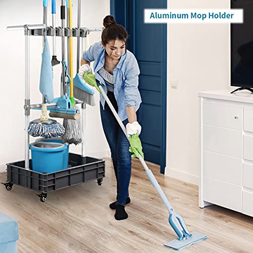 Broom And Mop Holder Put Wet Mops Movable Floor-Mounted Mop Rack Floor Standing Cleaning Tool Cart Storage For Garden Garage Schools, Hospitals, Factories, Hotels,Property Companies (12racks) - size: 12racks