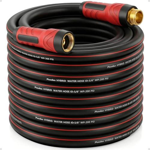 Garden Hose 75ft x 5/8", NON-EXPANDABLE Heavy Duty Premium Flexible Hose - color: Red, size: 75ft
