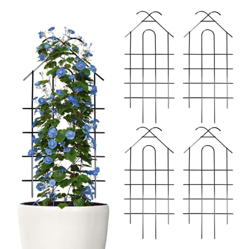 ARIFARO 4 Pack 40" Metal Garden Trellis for Climbing Plants Outdoor - size: 40 inch