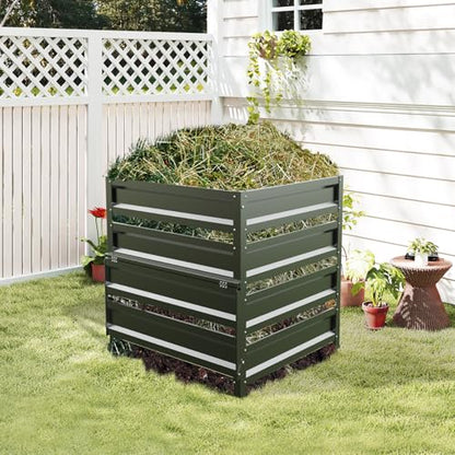 Compost Bin Outdoor -170 Gallon Metal Mesh Rust-Proof Coating Composter - size: 170 Gallon - 31.5(L)*31.5(W)*39.4(H)inch