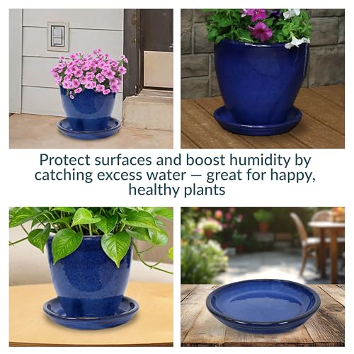 Sunnydaze 7" Ceramic Plant Saucers for Planters, 2pk, Imperial Blue - color: Imperial Blue, size: 7 in