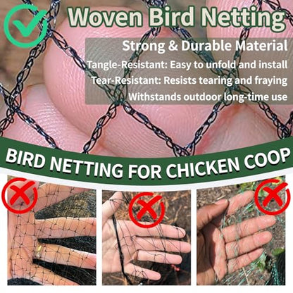50x100ft Bird Netting for Chicken Coop, 1" Mesh Chicken Netting Cover - size: 50x100FT-1"