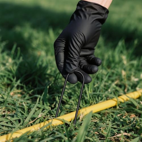 8 inch 20 Pack U Shape Black Garden Stakes,11 Gauge Garden Pins,U-Shaped Tent Stakes,Galvanized Landscape Staples for Yard Lawn,Tube, Landscape Fabrics,Irrigation Hose and Weed Barriers - color: black, size: 8in