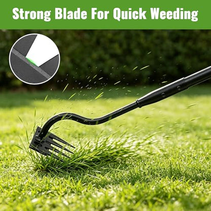 Weeding Rake for Gardening, 70 Inch Weed Puller Tool with Long Handle for Weeding Loosening Soil Cultivating Heavy Duty Metal 4 Tines Weeder for Backyard, Lawn, Garden Beds - size: 4 tines