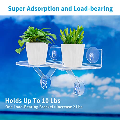 2-Pack Acrylic Window Plant Shelves with Suction Cups & Support Brackets - Semicircular Window Sill Extender for Herb Pots, Succulents, Flower Boxes, Micro Greens | Indoor/Outdoor Use - size: 5.5*7.7IN*2PC Semicircular