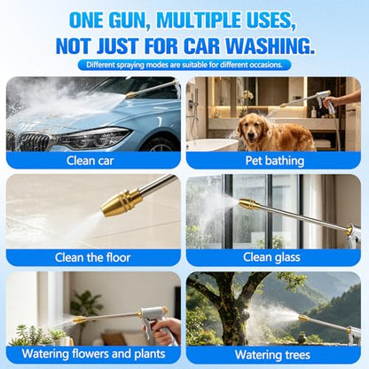 Brass High Pressure Power Washer,Heavy Duty Garden Hose Nozzle,Turn Any Hose into a High Pressure Water Cleaning Jet for Garden Spray,Car Wash & Pet Shower