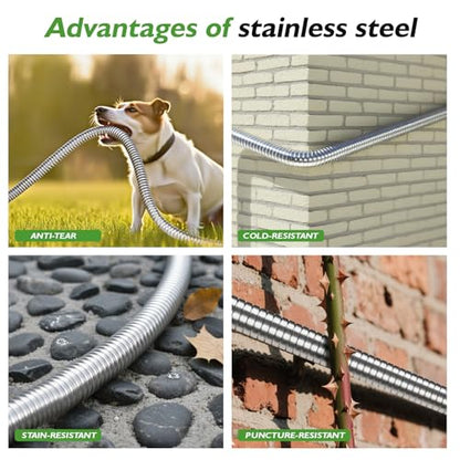 75 FT Leak-proof Stainless Steel Metal Garden Hose,Non-Expanding Water Hose - size: 75FT