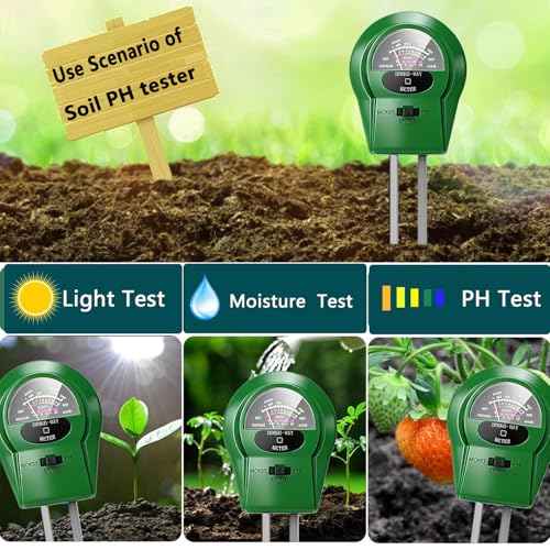 2Pcs Soil Moisture Meter,3 in 1 Moisture Meter for Plants, Tester for Moist, Light,Nutrients, pH, Soil Test Kit, Great for Garden, Lawn, Farm, Indoor & Outdoor Use, No Battery Required