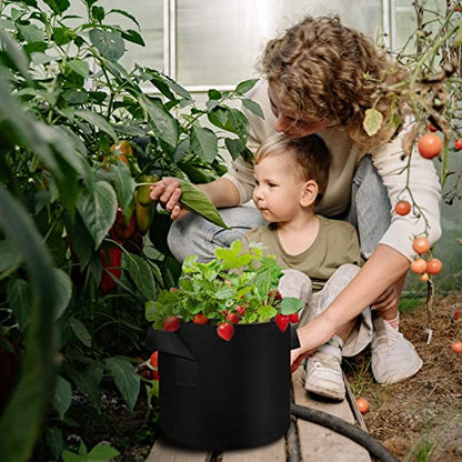 LITLANDSTAR 50 Pack 3 Gallon Plant Grow Bags, Breathable Felt Non-Woven Aeration Fabric Plant Grow Pots, Garden Planting Containers for Nursery Vegetable Flower Grow Bags with Handles (9.8x8.7nch) - size: 3 Gallon