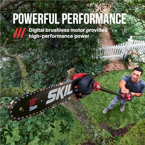 SKIL PWR CORE 40 Brushless 40V 10'' Pole Saw Kit with Over 9ft. Telescoping Shaft & Angled Head, Includes 2.5Ah Battery and Auto PWR Jump Charger - PS4561C-10 - style: 40V 10" Pole Saw Kit
