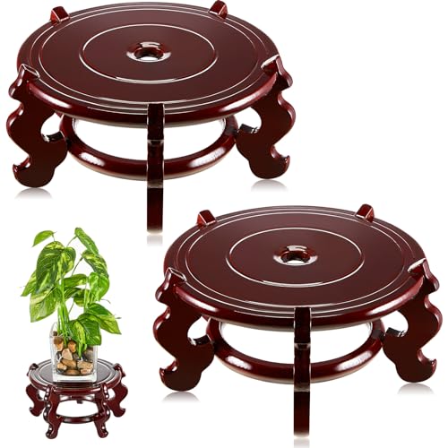 Geetery 2 Pcs 4–12 in Oriental Wooden Plant Stand Indoor Vase Stand, 4 in - size: 4 in