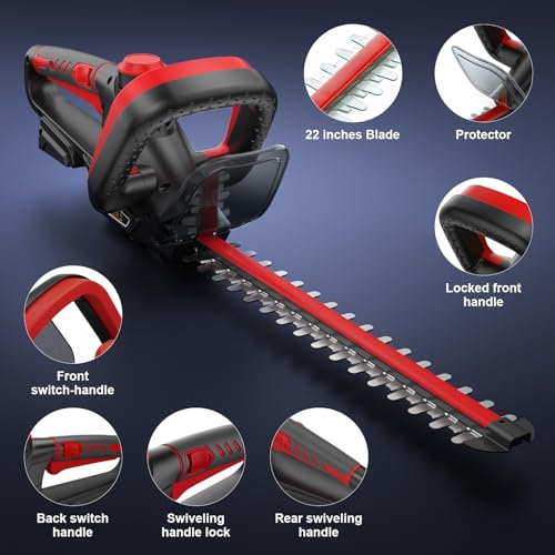 Cordless Hedge Trimmer Compatible with Milwaukee 18V Battery, Red
