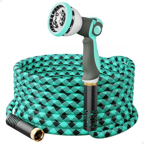 WELLUCK 25 FT Garden Hose - Ultra-Strong 3750D, Flexible Water Hose, Lightweight Non-Expanding hose with 10 Function Sprayer, Leak proof, Pressure Resistant for Yard, Outdoor - size: 3/4 in x 25FT, style: Blue with Sprayer