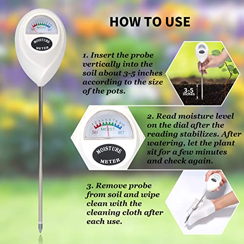 ONEDONE Moisture Meter, Soil Moisture Meter with Cleaning Cloth for House Plants, Gardening, Farming, Indoor and Outdoor Plants