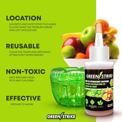 REENSTRIKE 2-Pack Fruit Fly Traps for Indoors use. 120 Days Solution – Gnat Trap and Effective Fruit Fly Trap – Easy to Use – Best for Kitchen – Dining Areas - Reusable