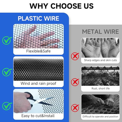 16 INx50 FT Plastic Chicken Wire Mesh Poultry Netting Garden Fence Black
