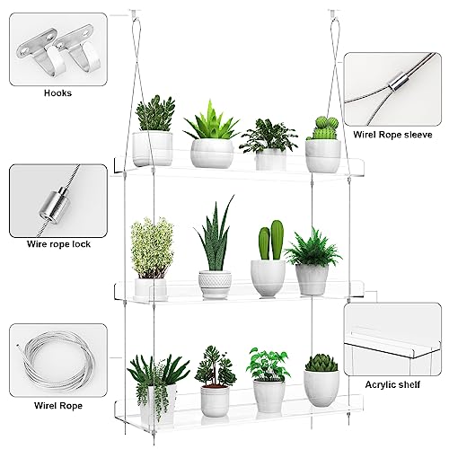 2-Tier Hanging Clear Plant Shelves for Windows,16 Inch per Tier - size: 2 Tier