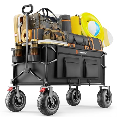 All-Terrain Wagon with 9x3.5IN Pneumatic Rubber Wheels for Sand & Gravel