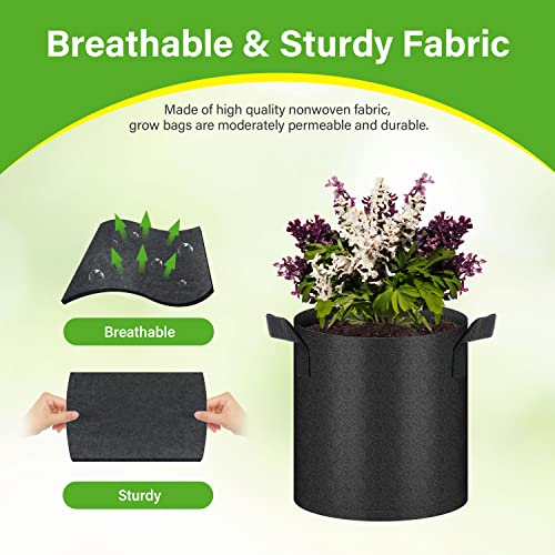 HealSmart 12-Pack 2 Gallon Nonwoven Grow Bags, Aeration Fabric Pots with Handles, Suitable for Garden Fruits, Vegetables and Flowers, Black - color: Black, 12 Pack, size: 2 Gallon