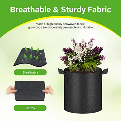 HealSmart 12-Pack 2 Gallon Nonwoven Grow Bags, Aeration Fabric Pots with Handles, Suitable for Garden Fruits, Vegetables and Flowers, Black - color: Black, 12 Pack, size: 2 Gallon