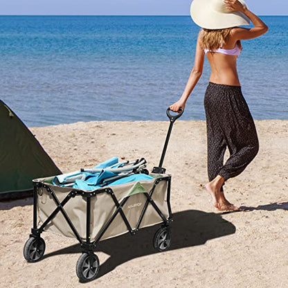 HAUSHOF Collapsible Outdoor Utility Wagon, 176 lb Load Capacity, Green - color: Green