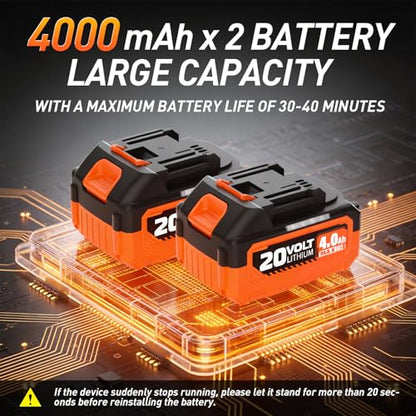 MAXLANDER 20V 13" Lawn Mower&12" Weed Wacker Combo,2×4.0Ah Battery&Charger - color: Black