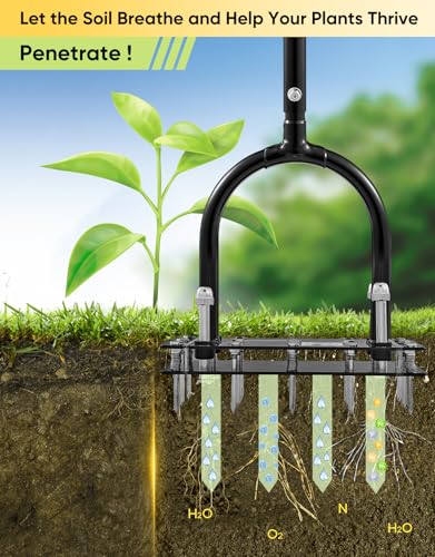 Sakerplus Aerator Lawn Tool, Hand Metal Spike Lawn Aerator (Black Handle) - color: Black Handle