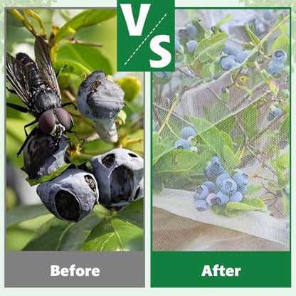 OZMI 2 Pack Bird Netting for Garden, 8 x 8 FT Blueberry Bush Netting Cover with Zipper, Drawstring Reusable Mesh Plant Protector for Shrubs Bush Fruit Tree Potted - size: 8 x 8 FT