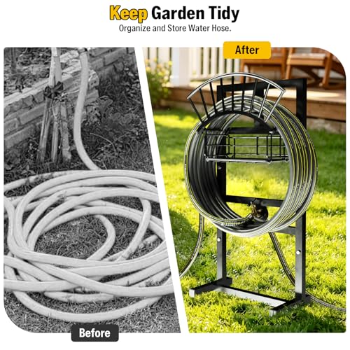 Heavy Duty Garden Hose Holder include 45ft Rubber Hose 5/8"