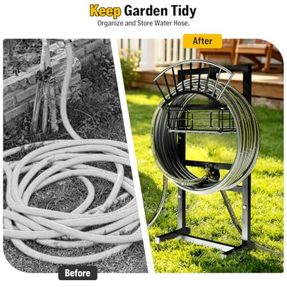 Heavy Duty Garden Hose Holder include 45ft Rubber Hose 5/8"