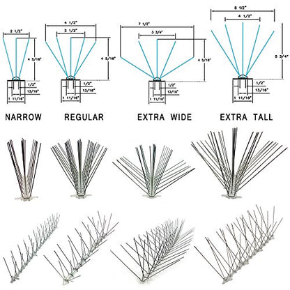 Bird-X STS-24 Regular Width 6-inch Stainless Steel Bird Spikes, Metal Pigeon Barrier, 24 Feet 6 Inch Wide Coverage - size: 24 feet