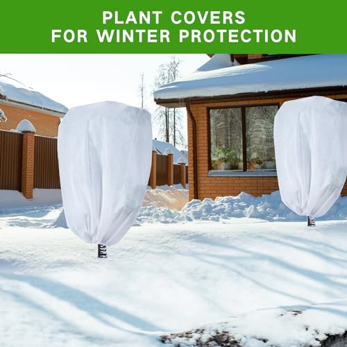Garutom Plant Covers Freeze Protection 78" x 89" 2.2 oz, Large Size Bag Frost Cloth Plants Jacket Drawstring and Zipper Tree Cover for Outdoor Plants, Shrub Potted Plants Winter (1 PCS) - size: 78"W x 89"H