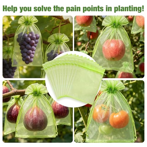 50 Pcs 6×9 Inch Drawstring Fruit Protection Mesh Bags - size: 6*9in-50 Pack