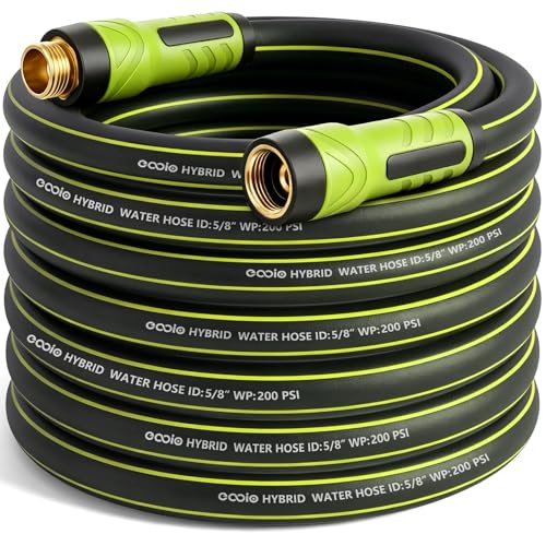 Garden Hose 50ft x 5/8", Heavy Duty Water Hose, Flexible and Durable, Kink Resistant Lightweight Hybrid Hose, Leakproof Yard Hose with Male to Female Fittings - color: Green, size: 50ft