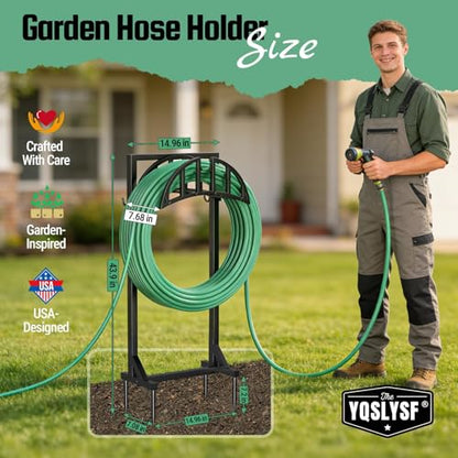 YQSLYSF Garden Hose Holder Stand, Water Hose Reel Storage Rack - color: Matte Black