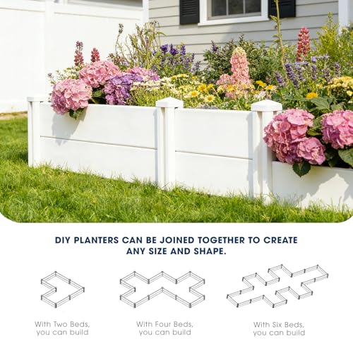PASAMIC 4x4x1ft Vinyl Raised Garden Bed, Maintenance-Free Outdoor Garden Planter Box, Never Rust or Rot, Durable Open-Bottom Raised Bed for Vegetables, Flowers, Herbs & Fruits - size: 4x4x1FT
