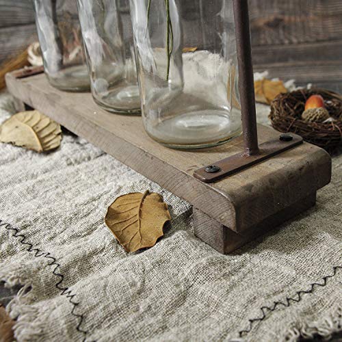Rustic Flower Vase Set with Rack Stand Farmhouse Glass Bottles for Decor Table centerpieces