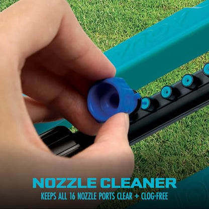 Aqua Joe Oscillating Sprinkler with Adjustable Spray, 16 Clog-Resistant Nozzles, Metal Base & 3600 Square Foot Coverage, Compatible with Garden Hoses