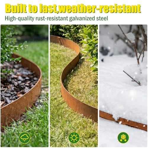 33ft. Metal Landscape Edging 5 inch (2.5" Above Ground, 2.5" Below Ground) - color: Powder-Coated Rust, size: 10 Pack (40 x 5IN)