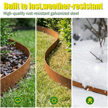 33ft. Metal Landscape Edging 5 inch (2.5" Above Ground, 2.5" Below Ground) - color: Powder-Coated Rust, size: 10 Pack (40 x 5IN)