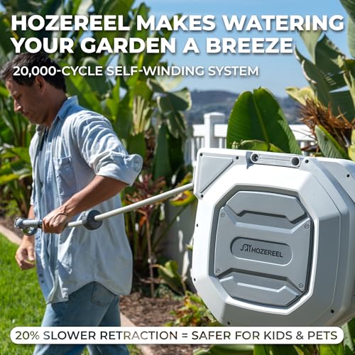 1/2" x 100 FT Heavy Duty Retractable Garden Hose Reel, Grey - color: Grey, size: 1/2" 100 FT