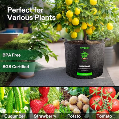 VIVOSUN 2 Pack 45 Gallon Grow Bag, Fabric Pot with Handles for Vegtables and Plants - size: 45 Gallon (Pack of 2)