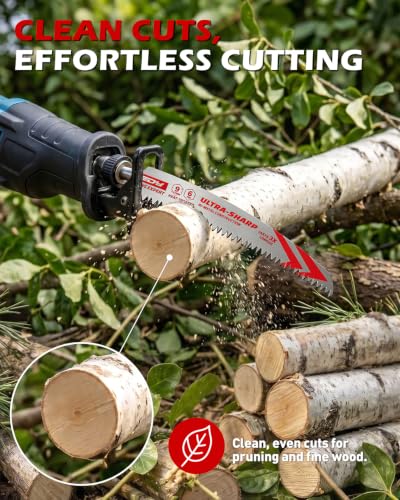 9 Inch Japanese Teeth Reciprocating Saw Blades, Arc Edge Wood Pruning Saw Blades 6TPI for Tree Trimming, Branch Cutting, Green Timber and Wet Wood, 3 Pack - color: 3-Pc 9" Precision Pruning