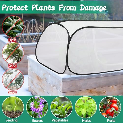 45" x 22" x 16" Pop Up Winter Garden Rows Plant Covers, Raised Garden Beds Vegetable Rows Cold-Proof Plant Protector, Freeze Protection Raised Bed Cover Accelerator for Snow Frost Protection - color: White-1Pc