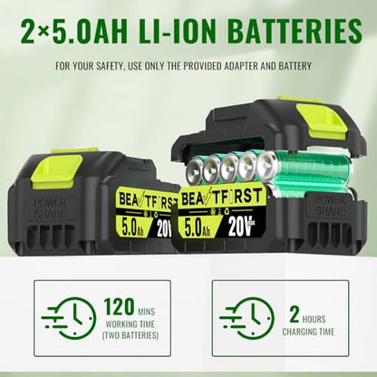 20V 22-Inch Hedge Trimmer Cordless with 2x5.0Ah Battery & Charger - color: Green