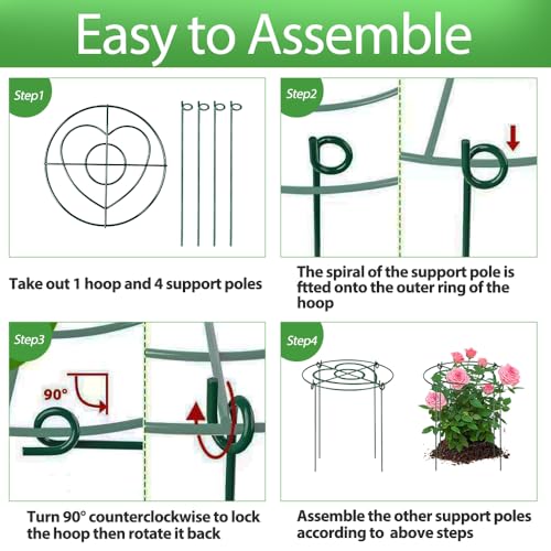 Peony Cages and Supports Pack 6 PCS ,11.8" Dx15.8" H Heavy Duty Plant Support Cage Set for hydrangeas, Roses and Tomatoes ,– Garden Stakes & Plant Cages for Outdoor Plants (11.8" Wx15.8" H-6 Pack) - size: 11.8" Wx15.8" H-6 Pack