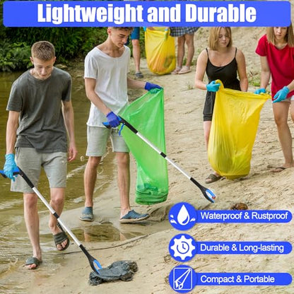 12 Pack 32 Inch Commercial Trash Grabber for Elderly Assist, Foldable - color: Blue