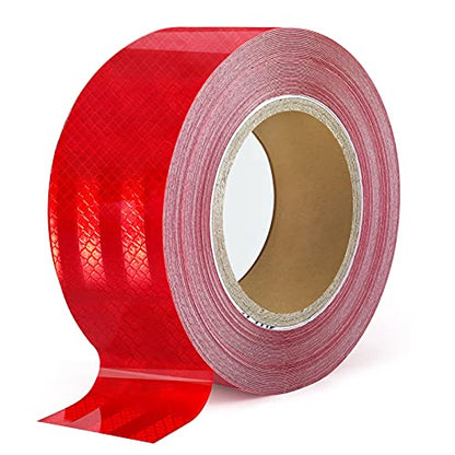 Reflective Tape, Waterproof Self Adhesive Dot Safety Reflector - color: Red, size: 2 Inch x 32.8 Feet
