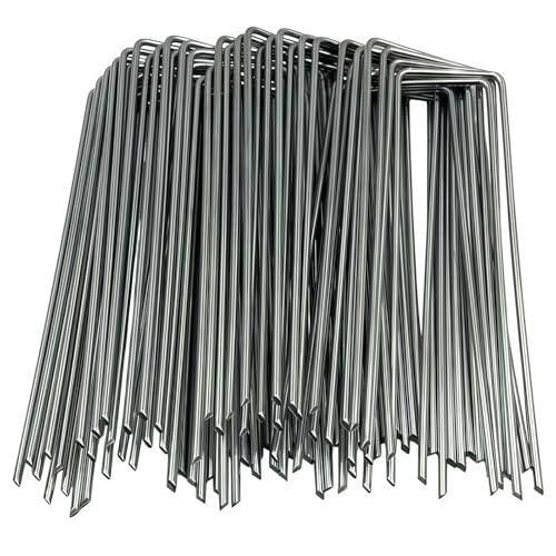 50 Pack Garden Stakes, U-Shaped Tent Stakes, Galvanized Landscape Staples, Ground Stakes, for Landscaping Securing Weed Barrier Fabric, Irrigation Tubing, Holding Fence, Tarpaulin - size: 50pcs
