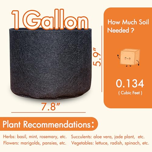 Gardzen 20-Pack 1 Gallon Nonwoven Grow Bags, Aeration Fabric Pots - size: 1 Gallon